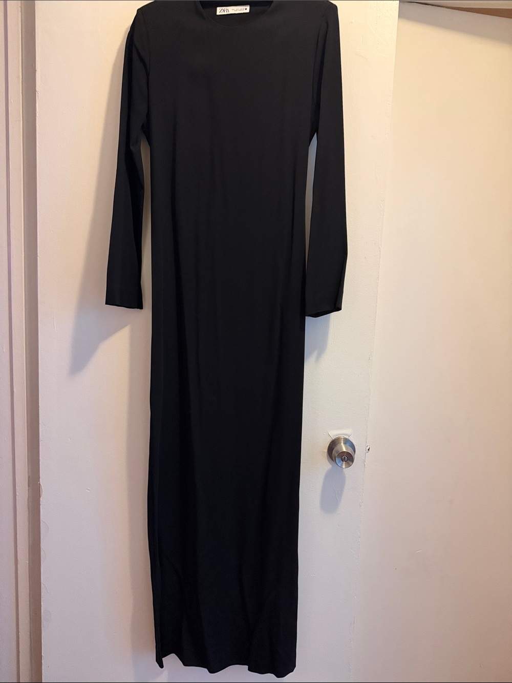 ZARA Black Long-Sleeve Maxi Dress